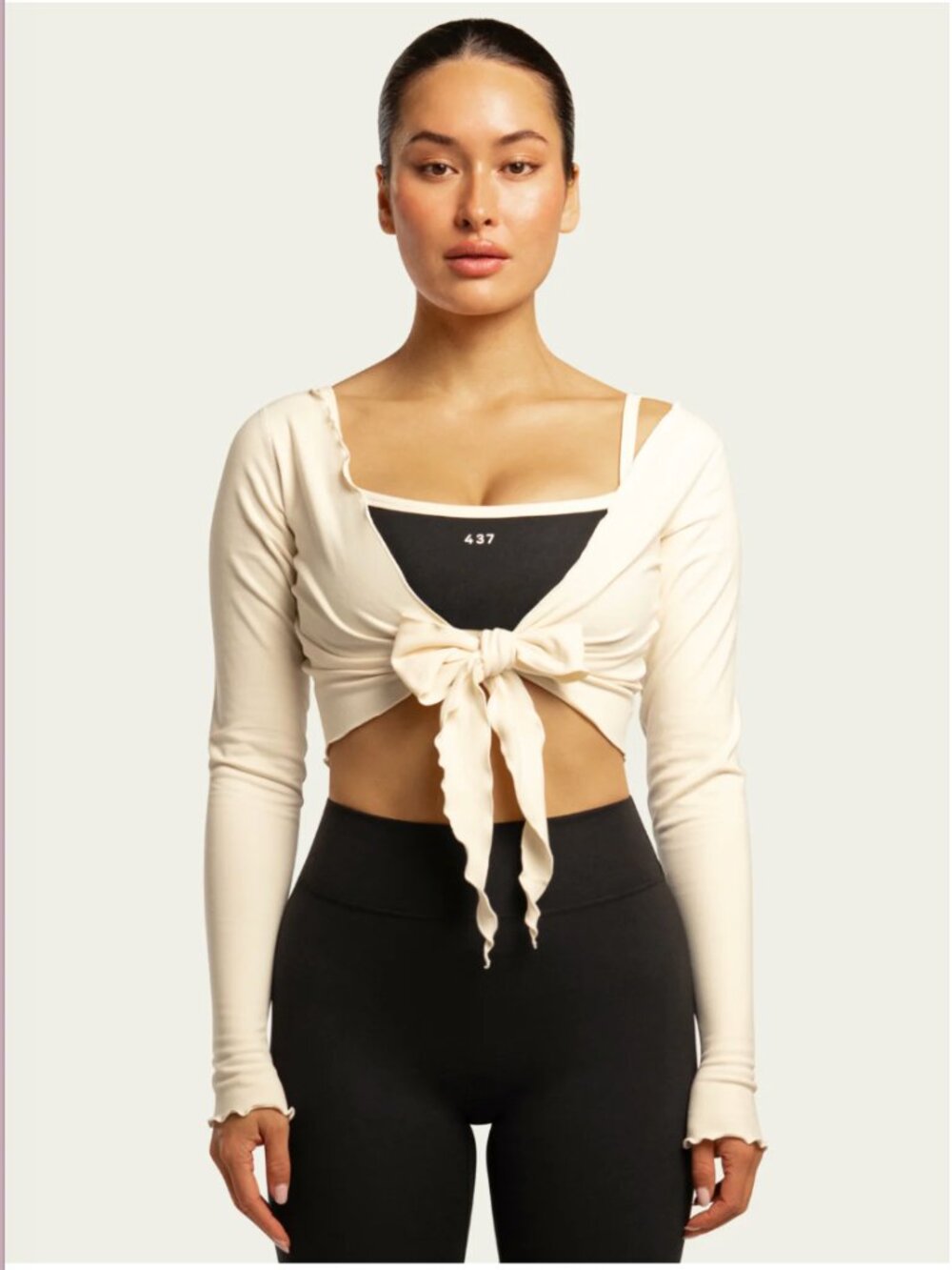 437 The Wrap Top / Cream — Size M NWT